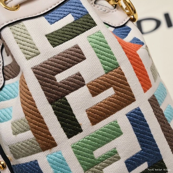 Affordable Fendi Canvas Beige In Bag Bucket Mini Handle FF Woven with Tresor Mon Motif 0809